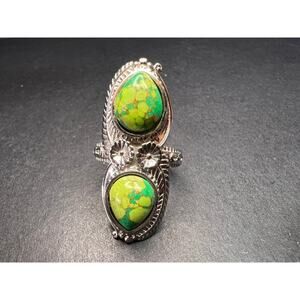 NEW green Mojave turquoise stainless steel ring size 7